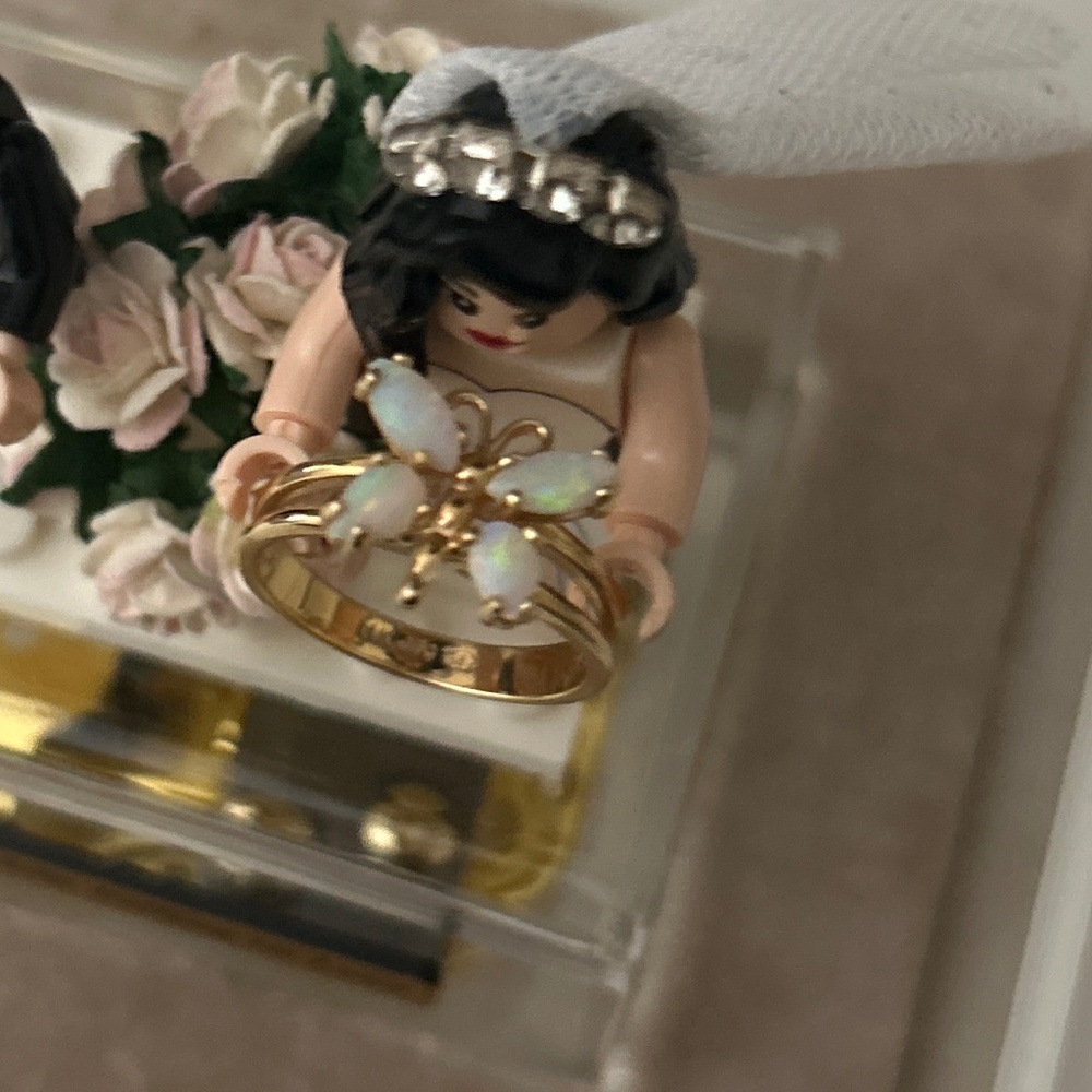 14K Gold Opal Butterfly Ring